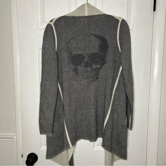 Skull Cashmere Flawed Intarsia Draped Cardigan - Picture 12 of 14
